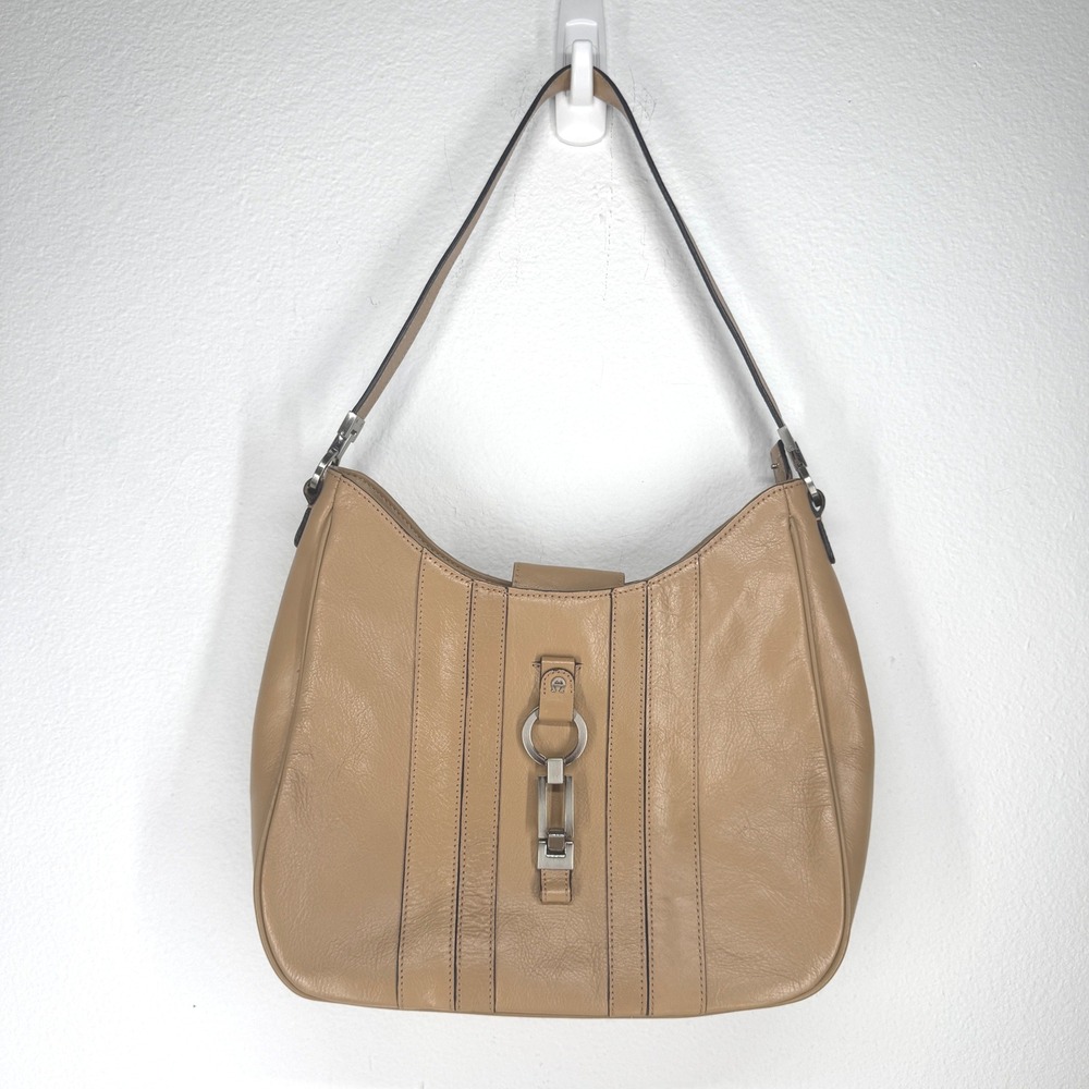 Vintage Etienne Aigner Leather Hobo Shoulder Bag Camel Old Money Preppy Buckle